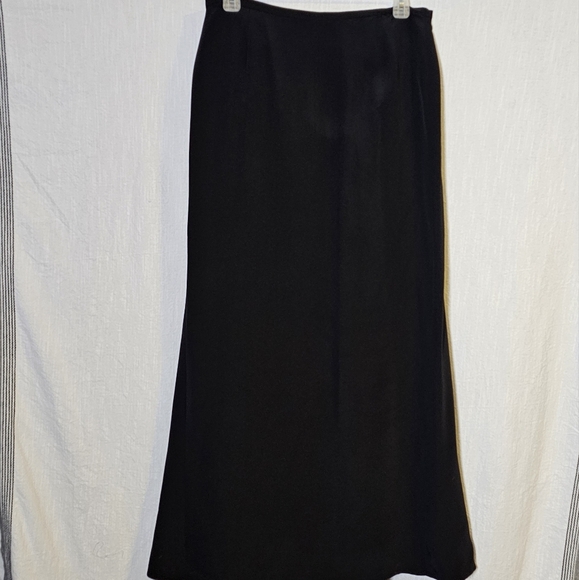 Clifford Michael Womens 100 Silk Maxi Skirt 16 Black Modest,Luxe - Picture 3 of 12